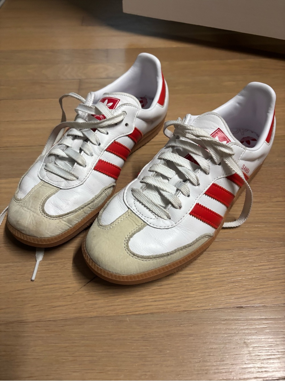 adidas Sambas White Sneakers with Red Accents